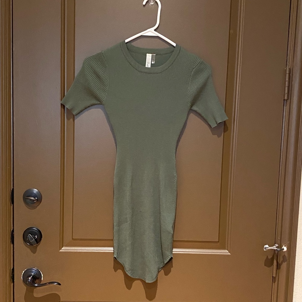 Pink Owl olive green dress